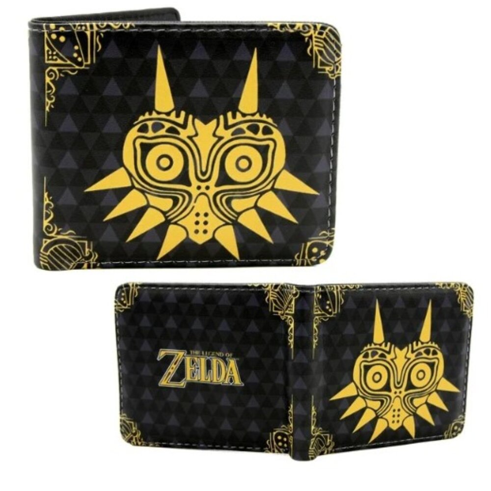 Majora’s Mask Zelda Bifold Wallet Black Yellow Anime Game Accessory